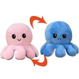 image-Reversible Octopus Plush Toy Double-Sided Expression Doll 10x20cm
