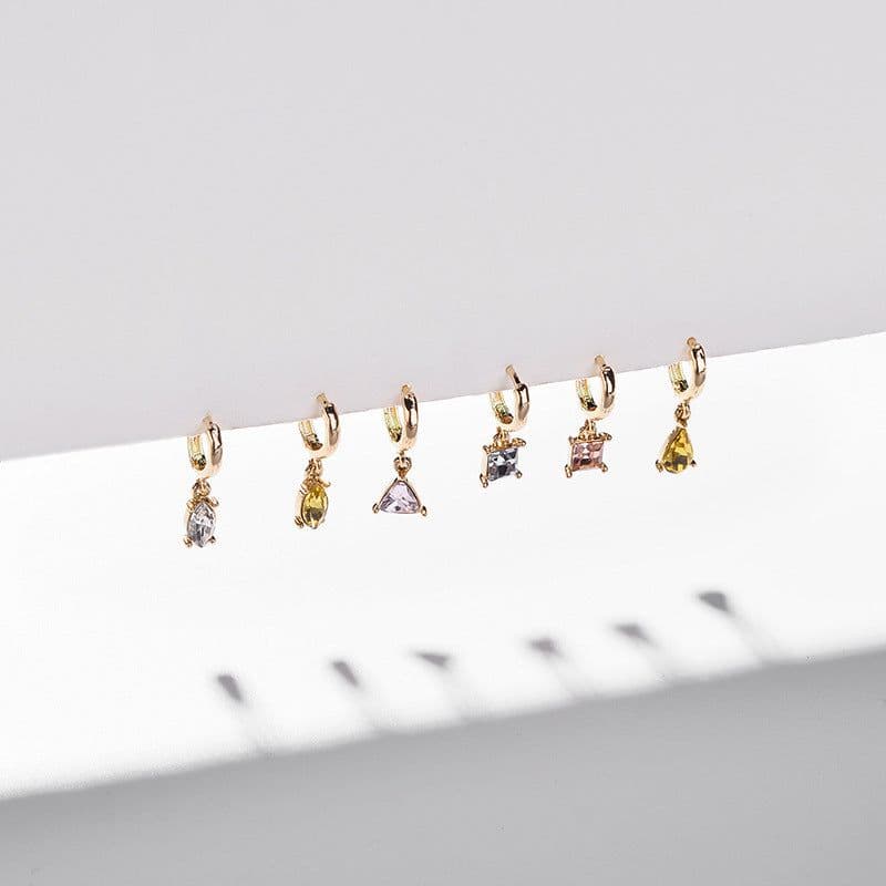 image-LUNA CHIAO Geometric Earrings Set - 6 Piece Alloy Crystal Women's