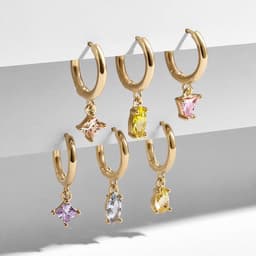 image-LUNA CHIAO Geometric Earrings Set - 6 Piece Alloy Crystal Women's