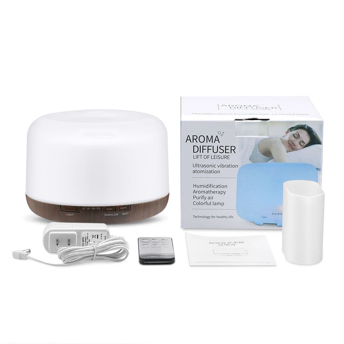 image-Kingdakang 500ml Ultrasonic Aroma Diffuser Humidifier Wood Grain