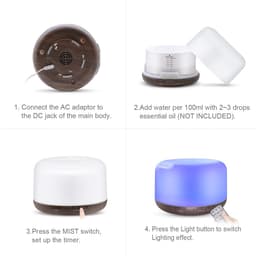 image-Kingdakang 500ml Ultrasonic Aroma Diffuser Humidifier Wood Grain