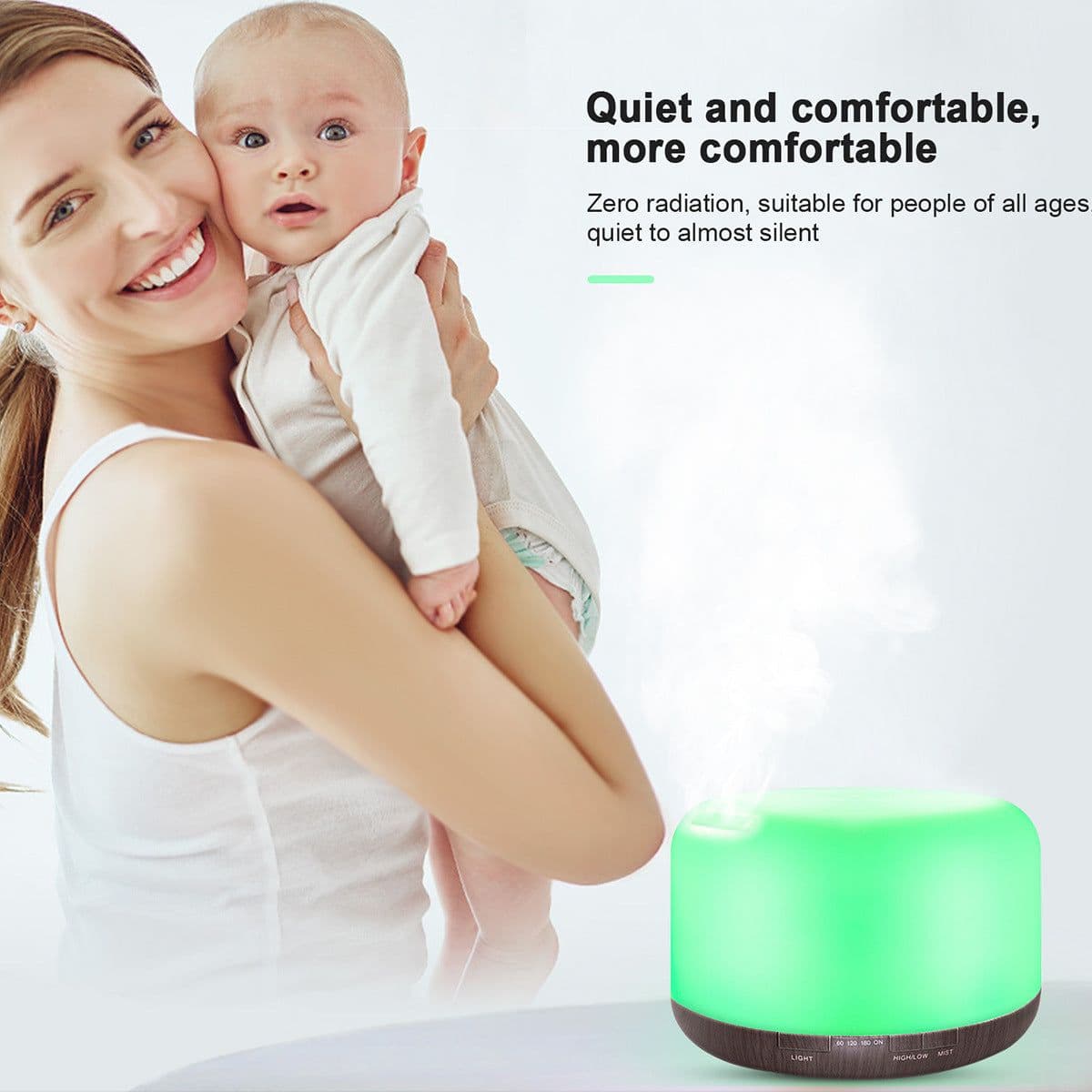 image-Kingdakang 500ml Ultrasonic Aroma Diffuser Humidifier Wood Grain