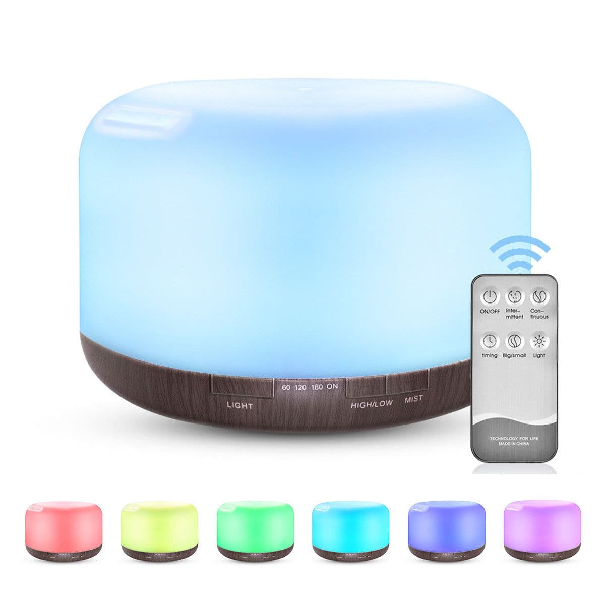 image-Kingdakang 500ml Ultrasonic Aroma Diffuser Humidifier Wood Grain