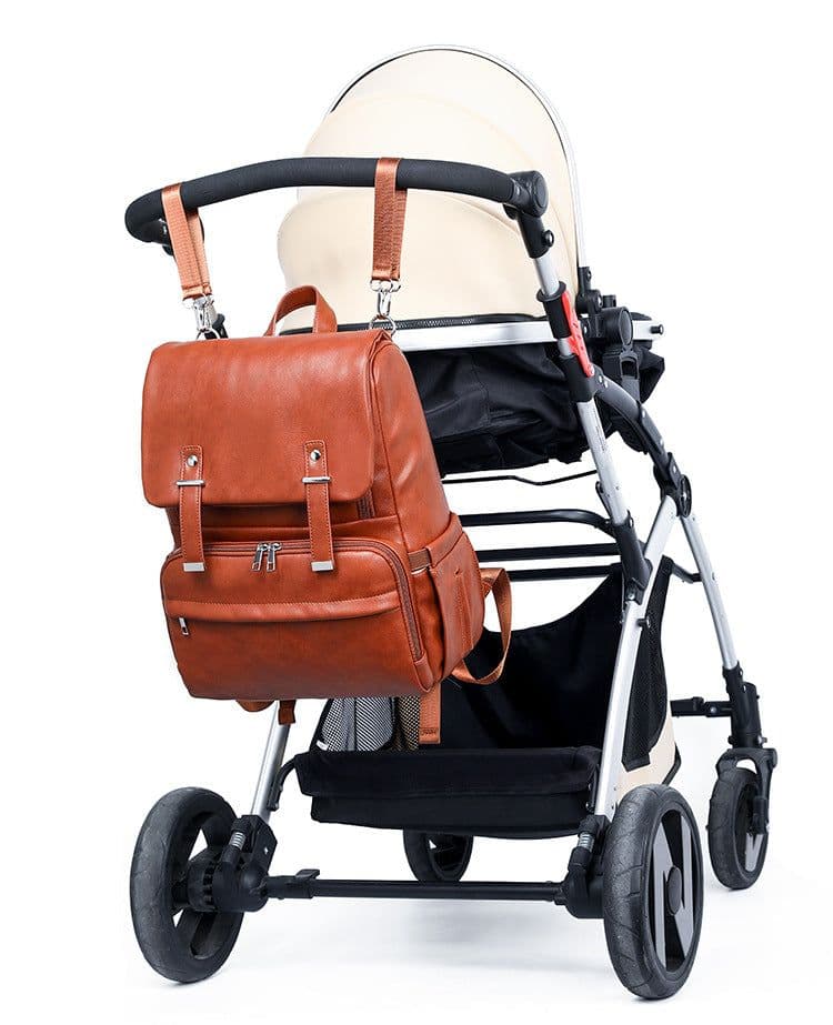 image-PU Leather Diaper Backpack for Parents