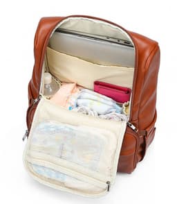 image-PU Leather Diaper Backpack for Parents