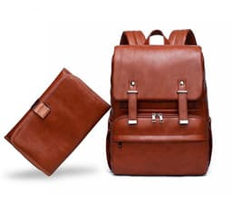 image-PU Leather Diaper Backpack for Parents