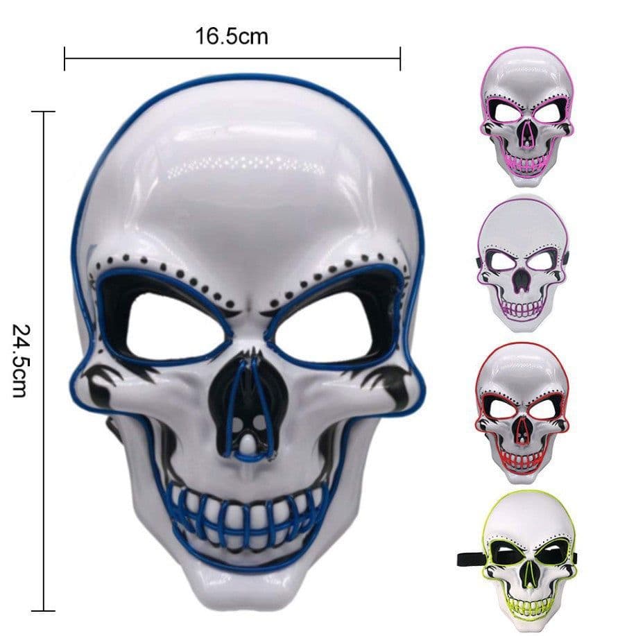 image-LED Light Up V Mask Halloween Horror Ghost Face Fluorescent Mask