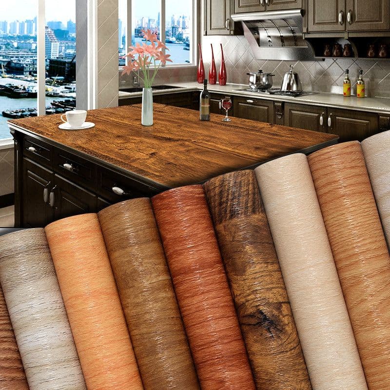 image-3D Wood Grain PVC Wallpaper Sticker Waterproof Self-Adhesive Film