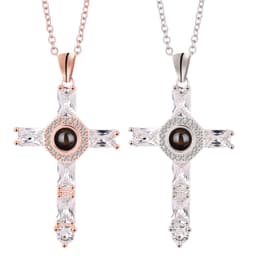 image-Cross Projection Pendant Necklace Christian Religious Unisex Chain