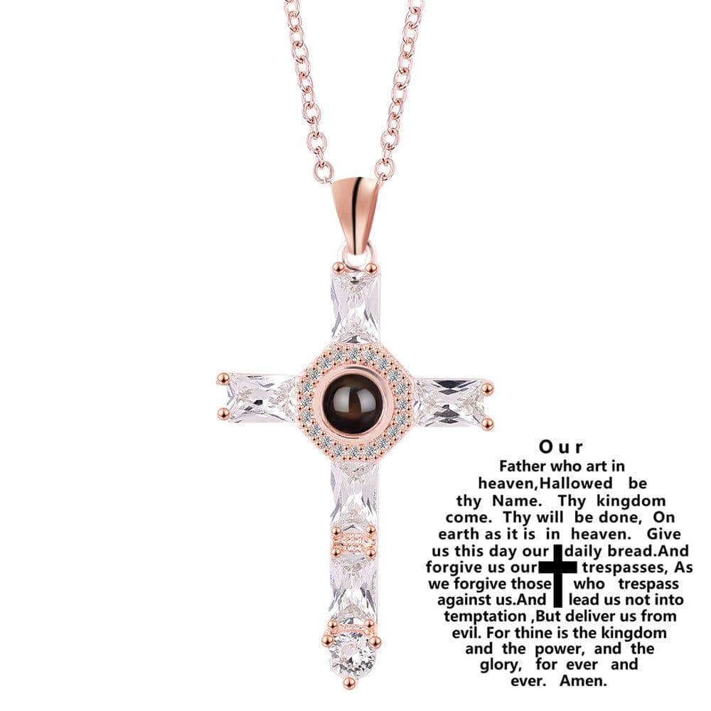 image-Cross Projection Pendant Necklace Christian Religious Unisex Chain
