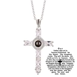 image-Cross Projection Pendant Necklace Christian Religious Unisex Chain