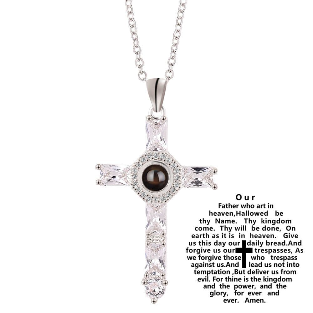 image-Cross Projection Pendant Necklace Christian Religious Unisex Chain