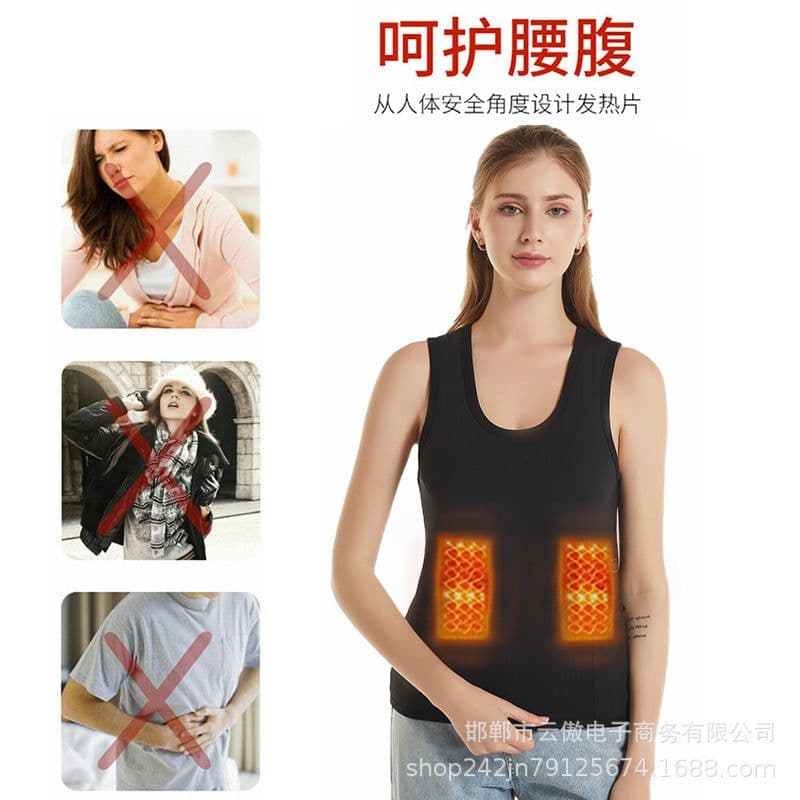 image-Graphene Smart Heating Vest Plus Cashmere Black Zip Winter