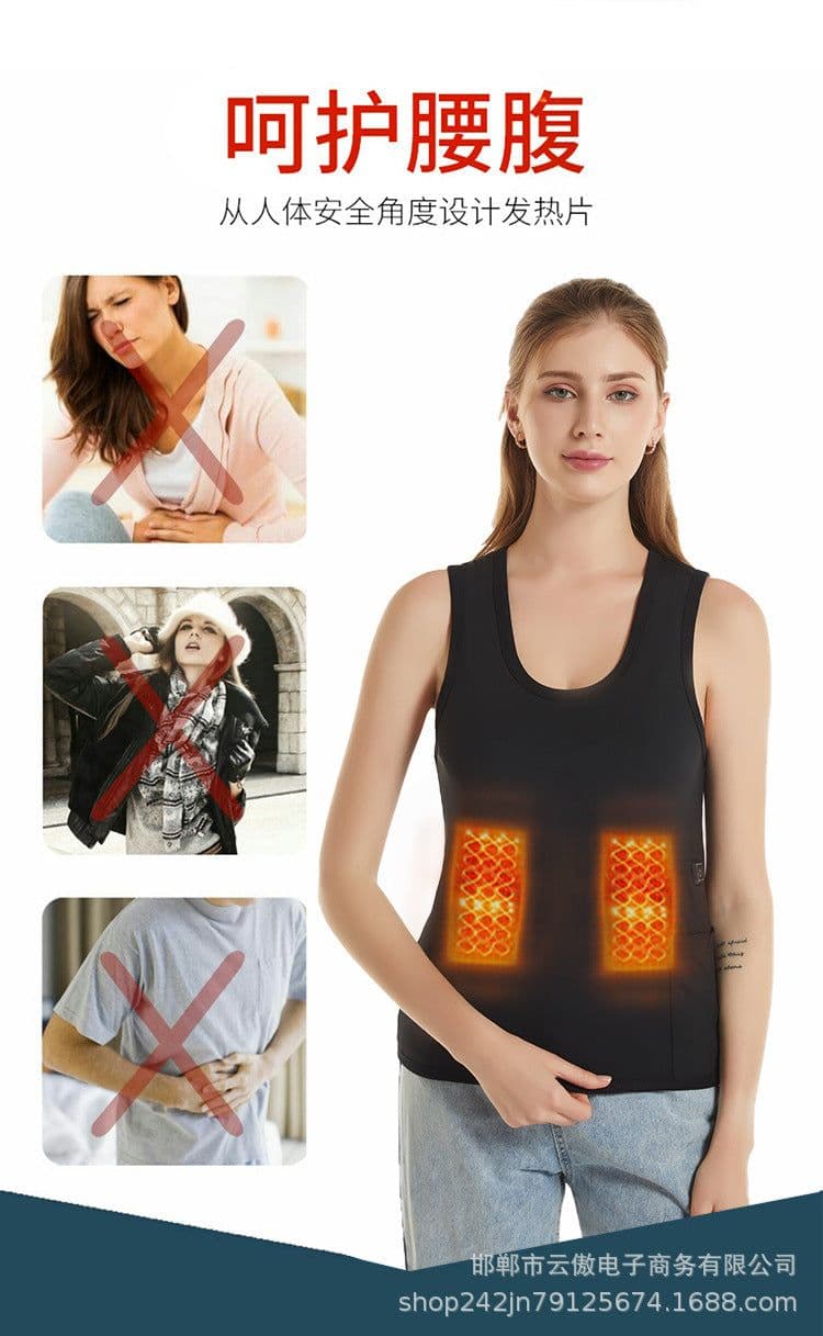image-Graphene Smart Heating Vest Plus Cashmere Black Zip Winter