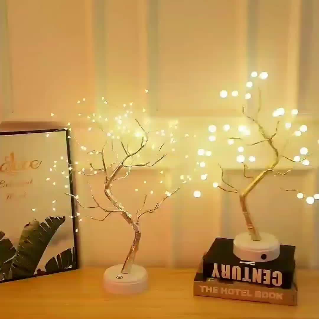 image-LED Christmas Tree Lantern with Copper Wire Lights Touch Switch