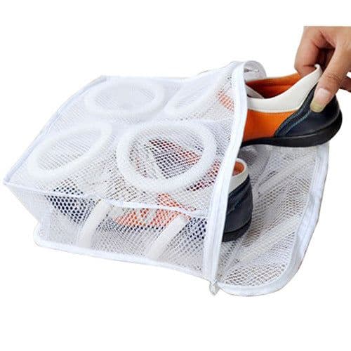 image-Mesh Shoe Washing Bag for Laundry with Hanging Drying Feature