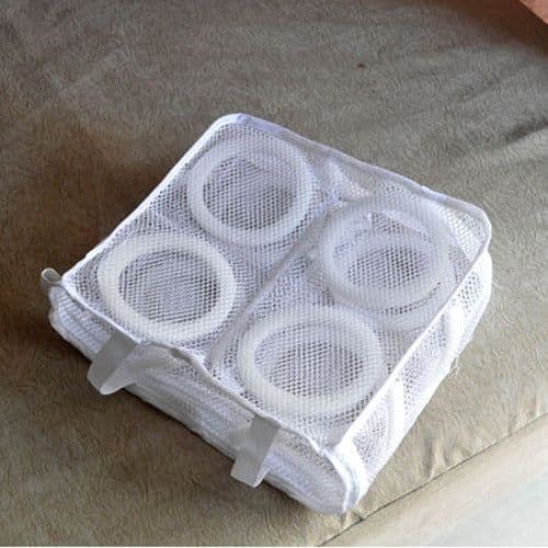 image-Mesh Shoe Washing Bag for Laundry with Hanging Drying Feature