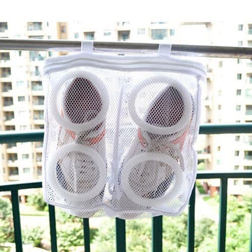 image-Mesh Shoe Washing Bag for Laundry with Hanging Drying Feature