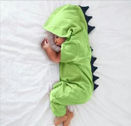 image-Baby Dinosaur Short-Sleeve Jumpsuit with Dorsal Fin