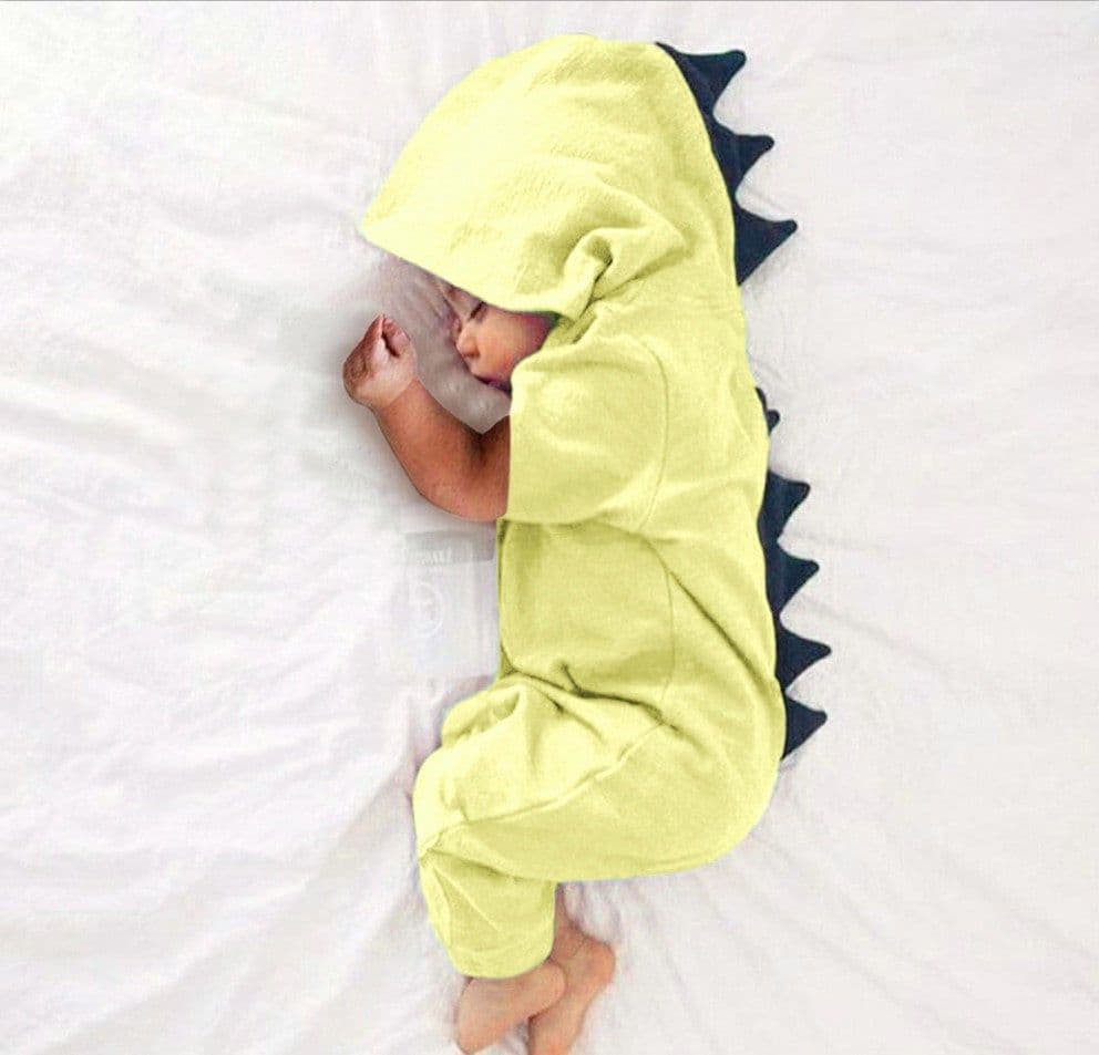 image-Baby Dinosaur Short-Sleeve Jumpsuit with Dorsal Fin