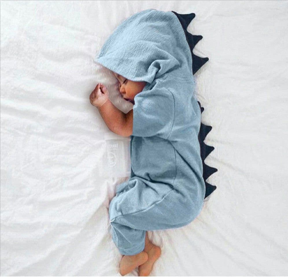image-Baby Dinosaur Short-Sleeve Jumpsuit with Dorsal Fin