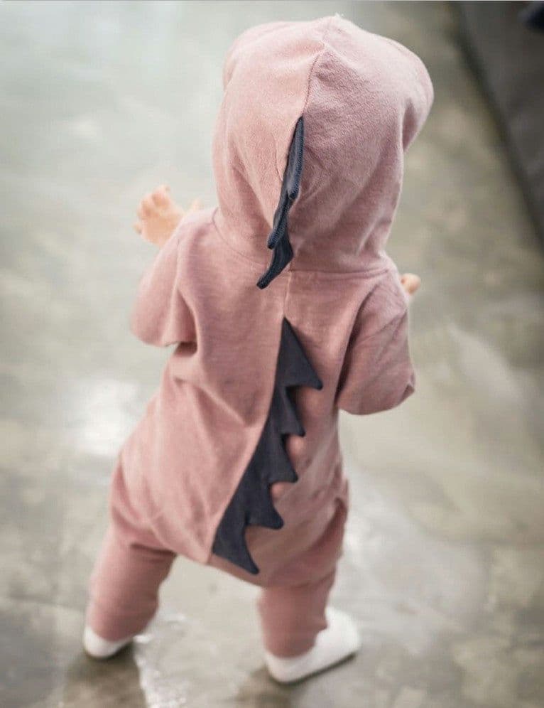 image-Baby Dinosaur Short-Sleeve Jumpsuit with Dorsal Fin