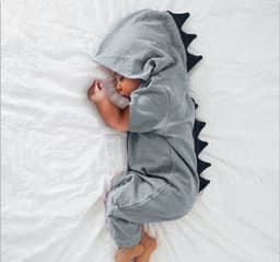 image-Baby Dinosaur Short-Sleeve Jumpsuit with Dorsal Fin