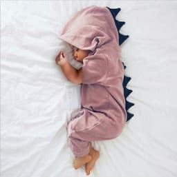 image-Baby Dinosaur Short-Sleeve Jumpsuit with Dorsal Fin