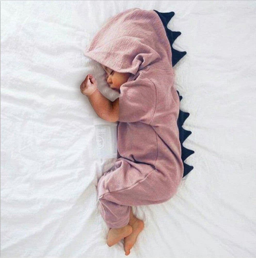 image-Baby Dinosaur Short-Sleeve Jumpsuit with Dorsal Fin