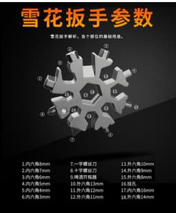 image-Multifunctional Snowflake Wrench EDC Tool Card Hexagonal Steel Portable