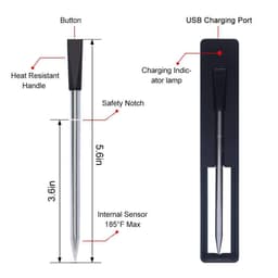 image-BBQ Bluetooth Wireless Thermometer with Probe and Charging Stand