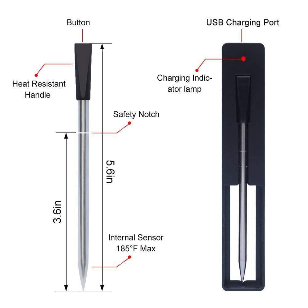 image-BBQ Bluetooth Wireless Thermometer with Probe and Charging Stand