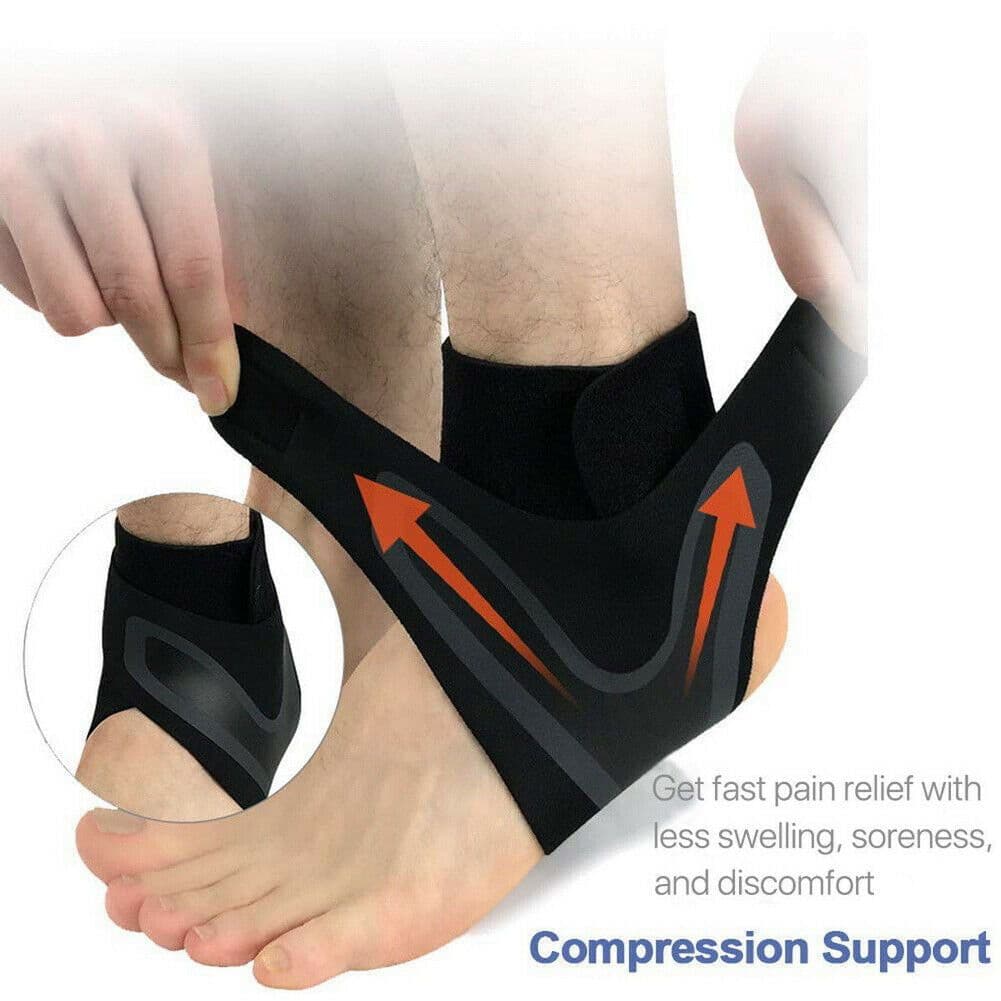 image-Adjustable Sports Ankle Support Compression Brace - Pair