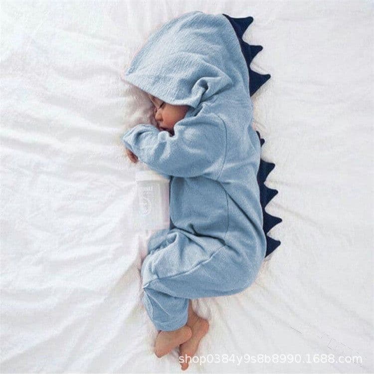 image-Baby Dinosaur Hooded Romper One-Piece Jumpsuit