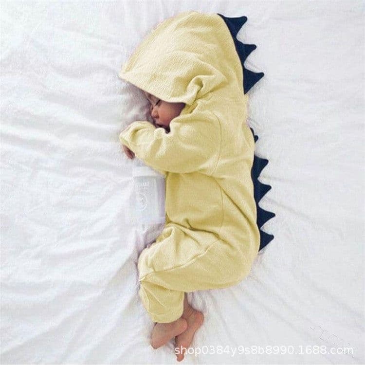image-Baby Dinosaur Hooded Romper One-Piece Jumpsuit