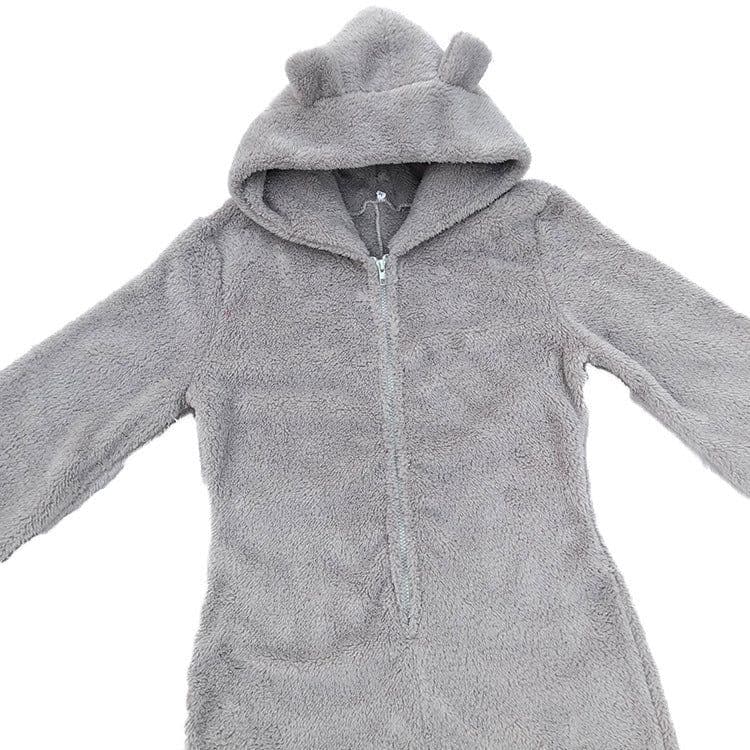 image-Women's Hooded Plush Jumpsuit Pajamas Winter Sleepwear