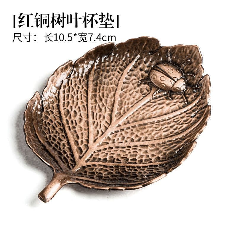 image-Kung Fu Tea Ceremony Coaster Set Copper Leaf Insulation Mat