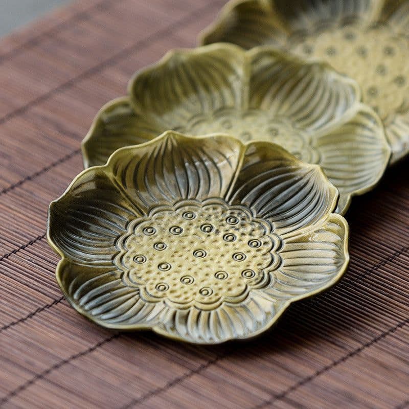 image-Kung Fu Tea Ceremony Coaster Set Copper Leaf Insulation Mat