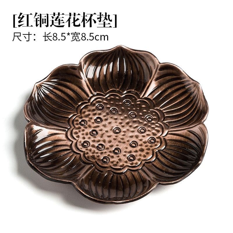 image-Kung Fu Tea Ceremony Coaster Set Copper Leaf Insulation Mat