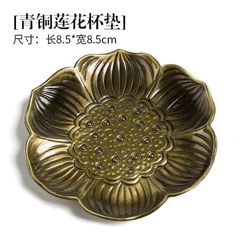image-Kung Fu Tea Ceremony Coaster Set Copper Leaf Insulation Mat