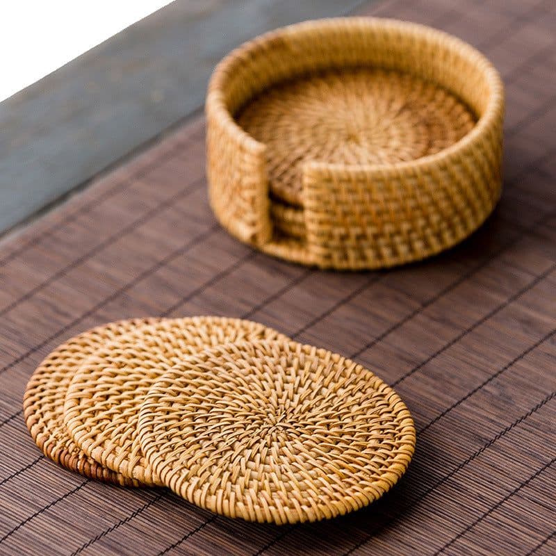 image-Kung Fu Tea Ceremony Coaster Set Copper Leaf Insulation Mat