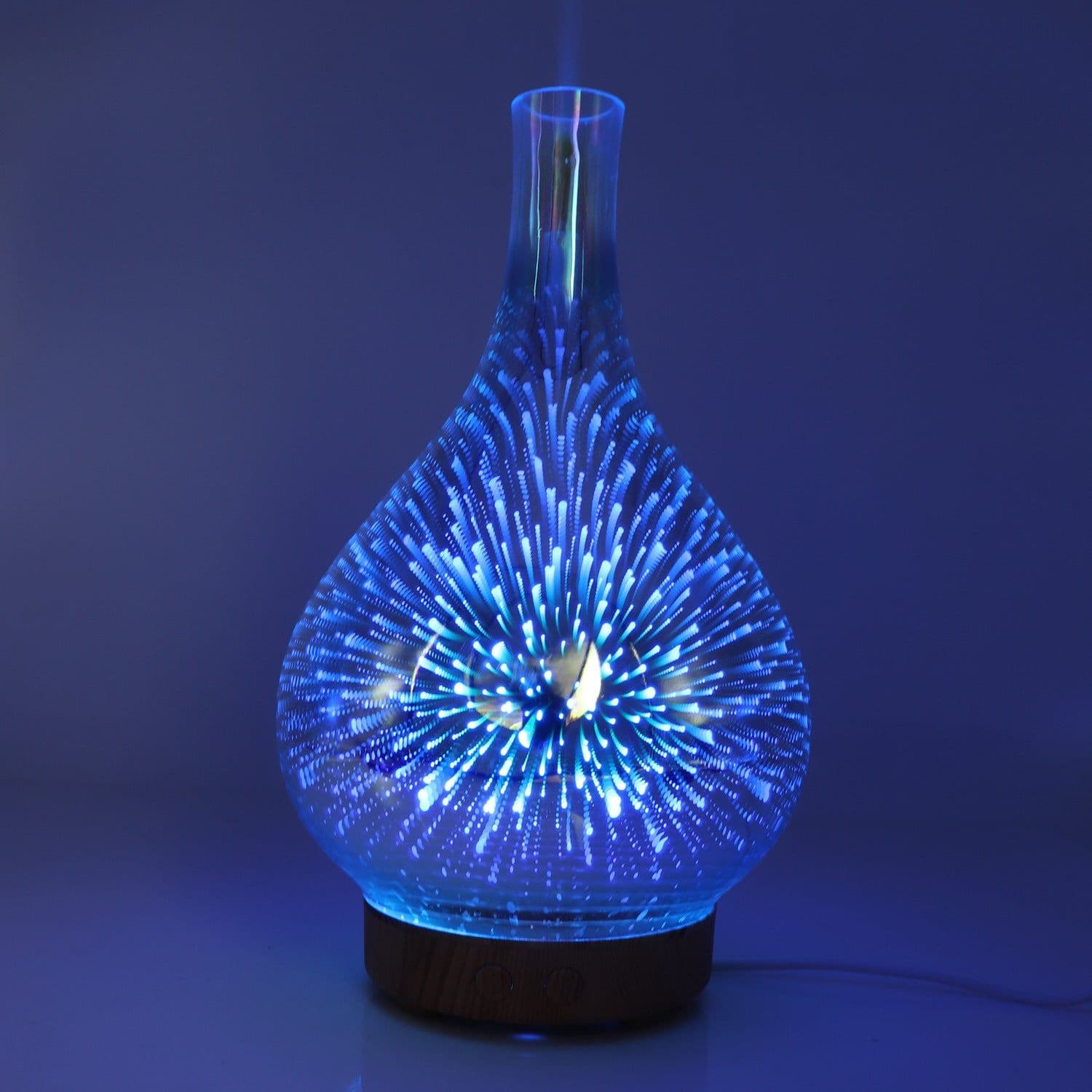 image-3D Glass Vase Humidifier Aroma Diffuser with Night Light