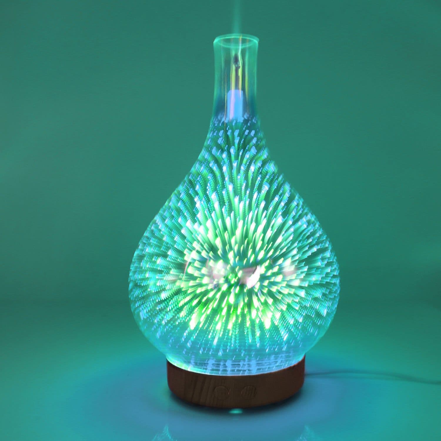 image-3D Glass Vase Humidifier Aroma Diffuser with Night Light