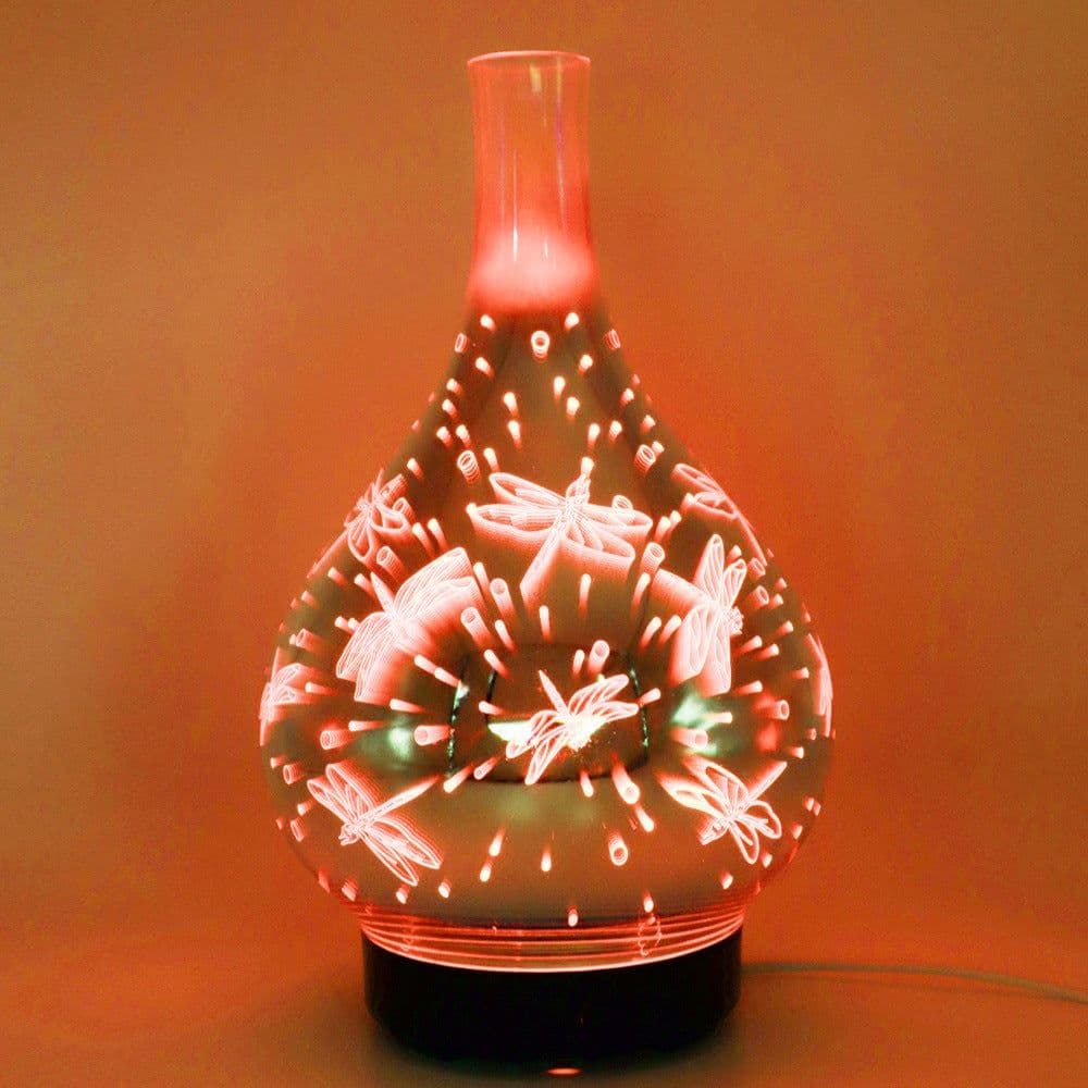 image-3D Glass Vase Humidifier Aroma Diffuser with Night Light