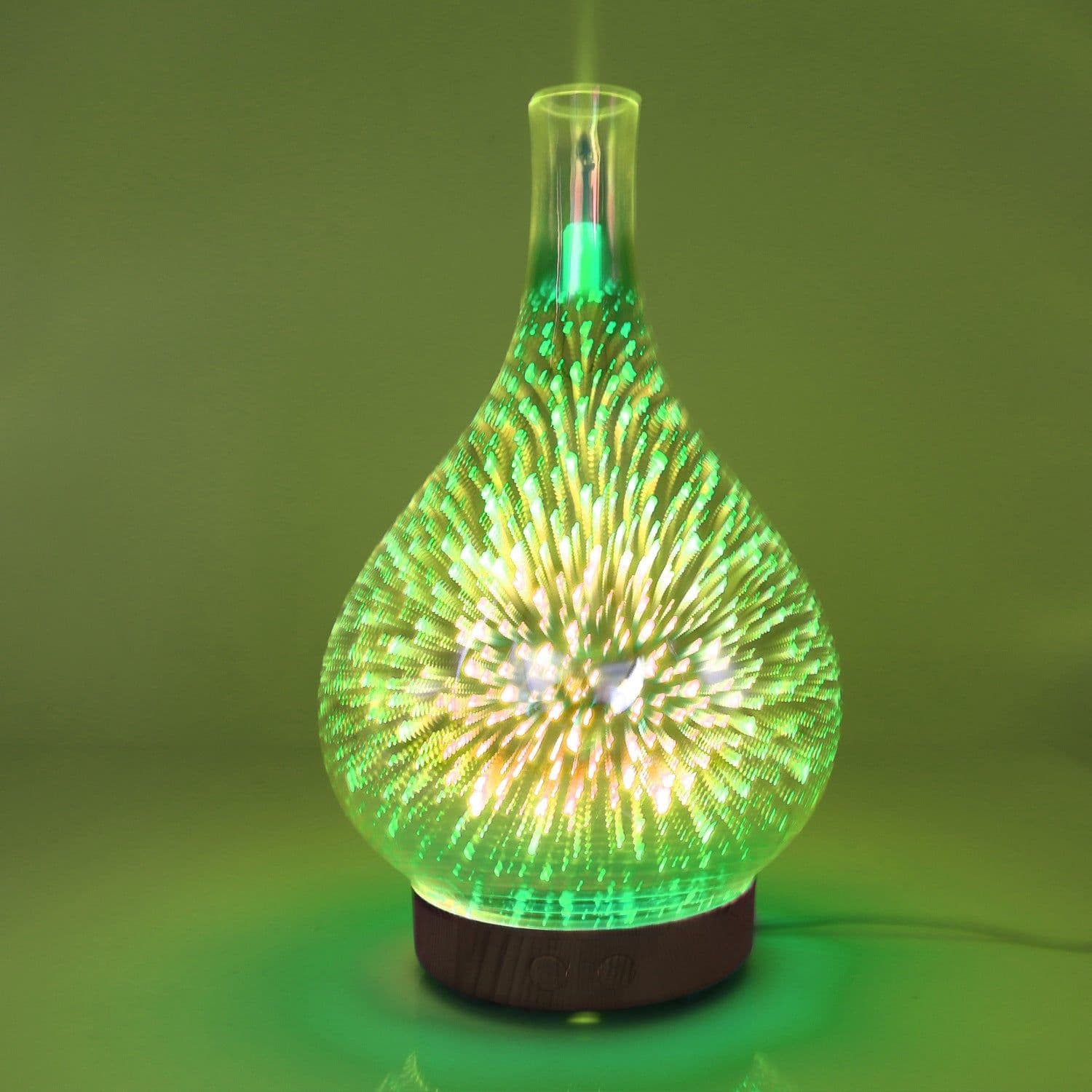 image-3D Glass Vase Humidifier Aroma Diffuser with Night Light