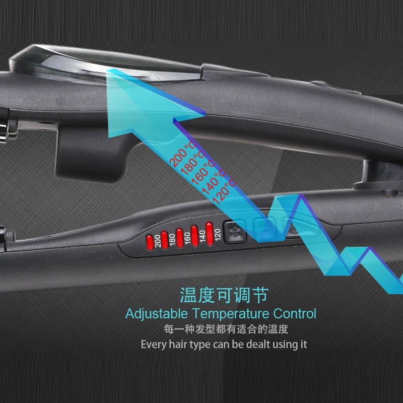 image-Steam Hair Straightener and Curler with Tourmaline Ceramic Plates
