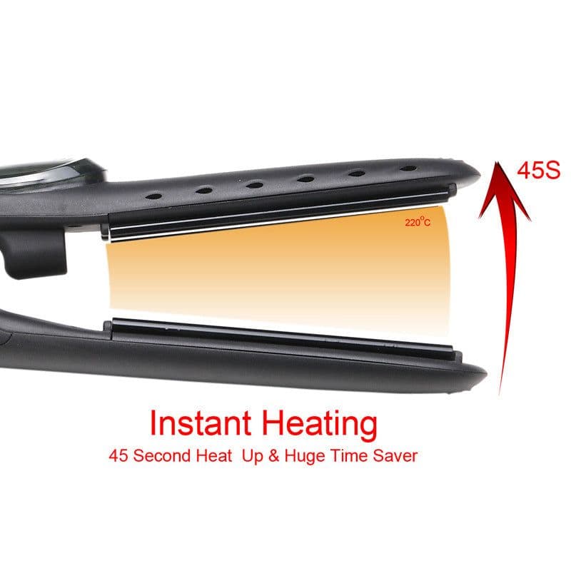 image-Steam Hair Straightener and Curler with Tourmaline Ceramic Plates