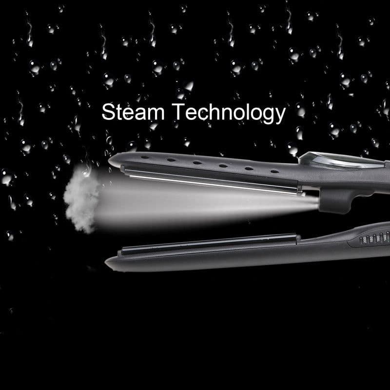 image-Steam Hair Straightener and Curler with Tourmaline Ceramic Plates