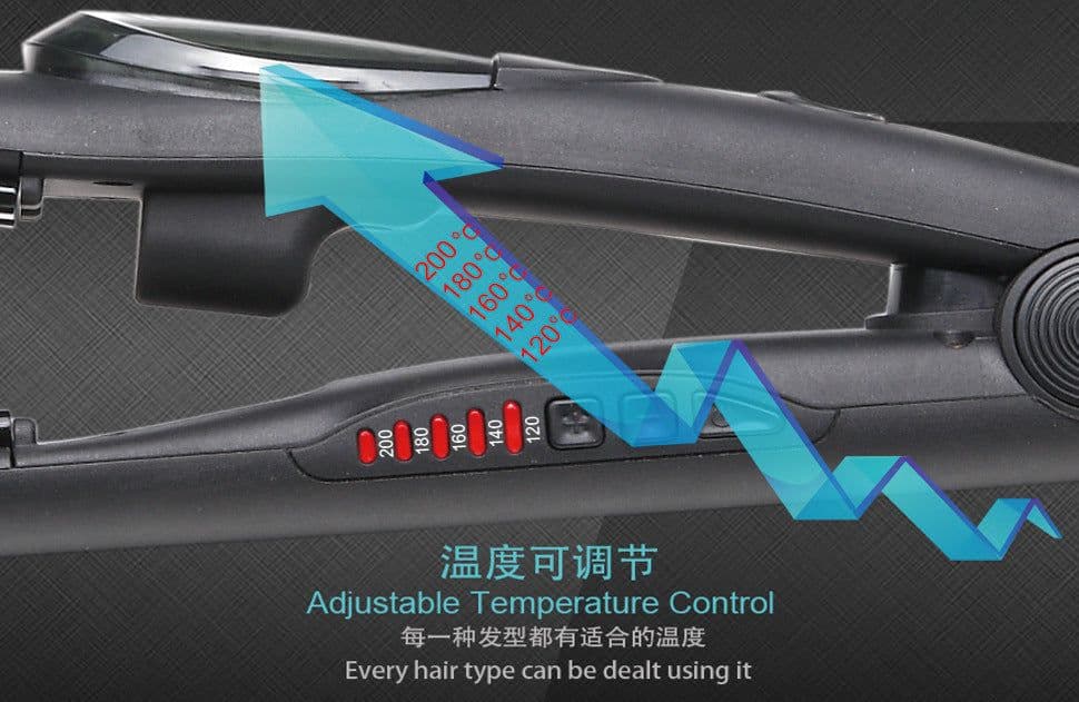 image-Steam Hair Straightener and Curler with Tourmaline Ceramic Plates
