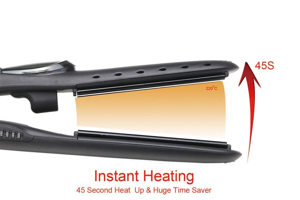 image-Steam Hair Straightener and Curler with Tourmaline Ceramic Plates